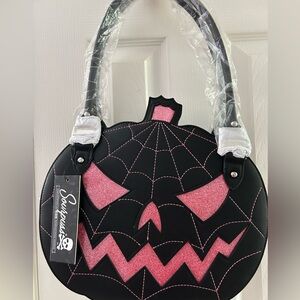 Sourpuss glitter pumpkin purse NWT